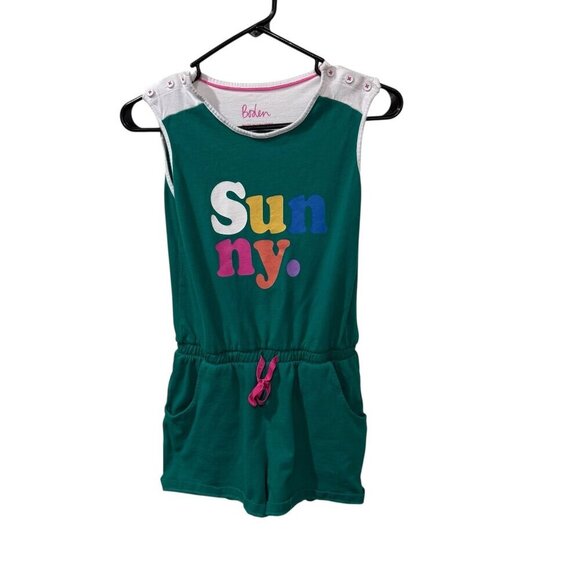 Girls Mini Boden Sleeveless Green "Sunny" Romper With Button  Pockets 11-12 year - Picture 1 of 5
